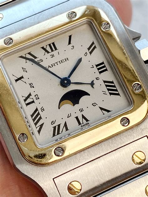 fake vintage cartier santos quartz watch blue winder|cartier santos watch counterfeit.